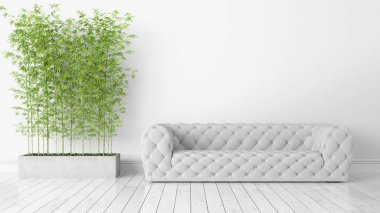 Modern parlak iç. 3D render