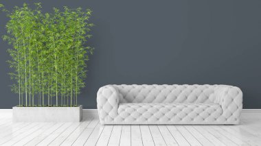 Modern parlak iç. 3D render