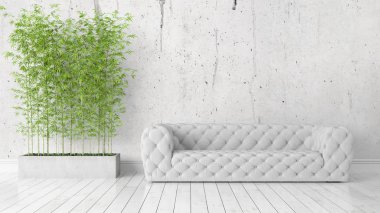 Modern parlak iç. 3D render