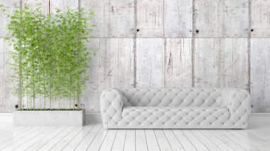 Modern parlak iç. 3D render