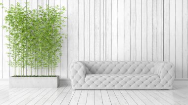 Modern parlak iç. 3D render