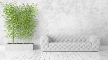 Modern parlak iç. 3D render