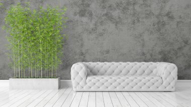 Modern parlak iç. 3D render