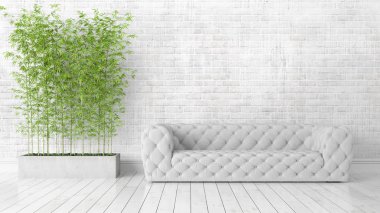 Modern parlak iç. 3D render