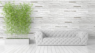 Modern parlak iç. 3D render