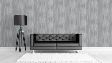 Modern parlak iç. 3D render