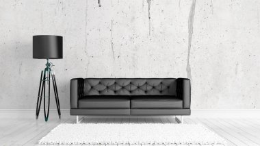 Modern parlak iç. 3D render