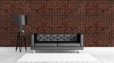 Modern parlak iç. 3D render