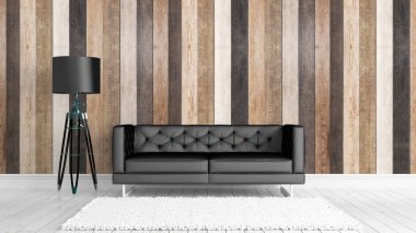 Modern parlak iç. 3D render