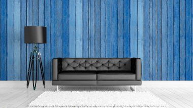 Modern parlak iç. 3D render