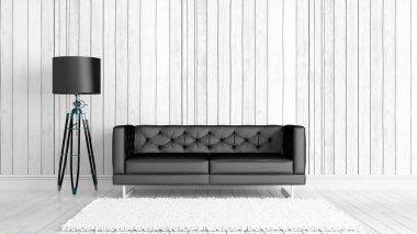 Modern parlak iç. 3D render