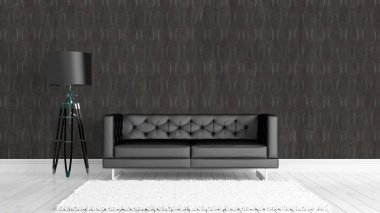 Modern parlak iç. 3D render