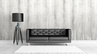 Modern parlak iç. 3D render