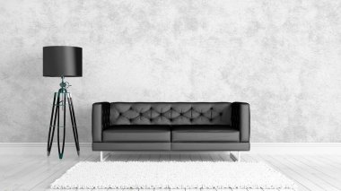 Modern parlak iç. 3D render