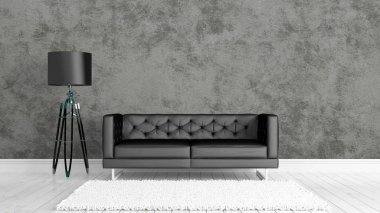 Modern parlak iç. 3D render