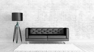 Modern parlak iç. 3D render