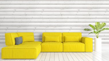 Modern parlak iç. 3D render