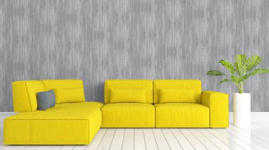 Modern parlak iç. 3D render