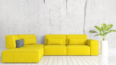 Modern parlak iç. 3D render