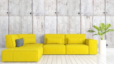 Modern parlak iç. 3D render