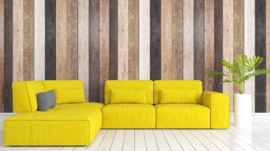 Modern parlak iç. 3D render