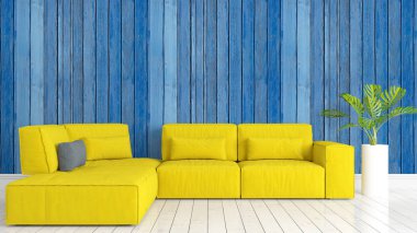 Modern parlak iç. 3D render