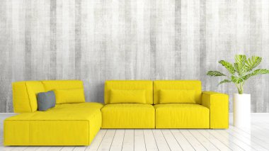 Modern parlak iç. 3D render