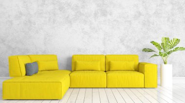 Modern parlak iç. 3D render