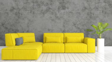 Modern parlak iç. 3D render