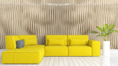 Modern parlak iç. 3D render