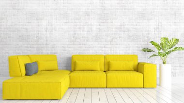 Modern parlak iç. 3D render