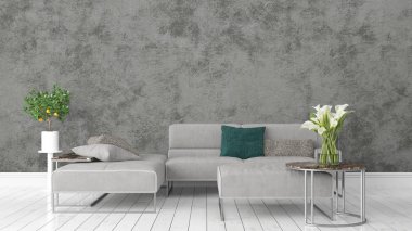 Modern parlak iç. 3D render