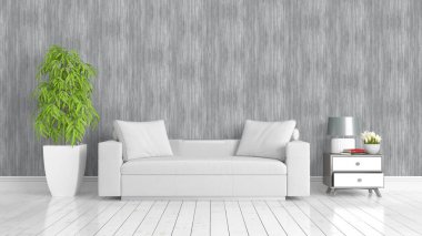 Modern parlak iç. 3D render