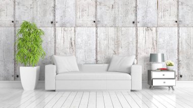 Modern parlak iç. 3D render