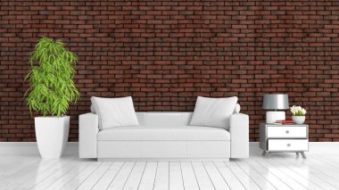 Modern parlak iç. 3D render