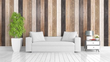 Modern parlak iç. 3D render