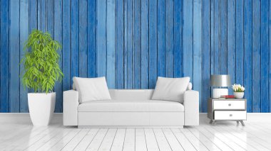 Modern parlak iç. 3D render