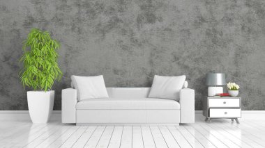 Modern parlak iç. 3D render