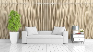 Modern parlak iç. 3D render