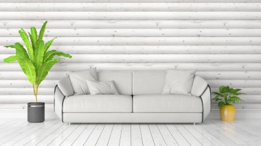 Modern parlak iç. 3D render