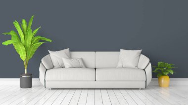 Modern parlak iç. 3D render