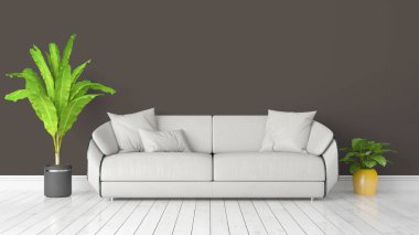 Modern parlak iç. 3D render