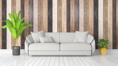 Modern parlak iç. 3D render