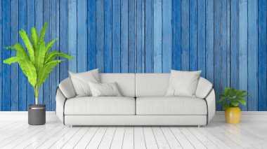 Modern parlak iç. 3D render