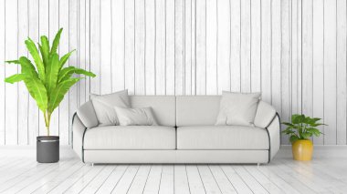 Modern parlak iç. 3D render