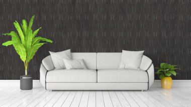 Modern parlak iç. 3D render