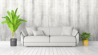 Modern parlak iç. 3D render