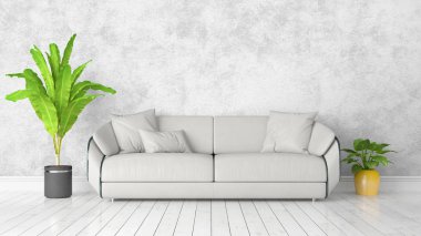 Modern parlak iç. 3D render