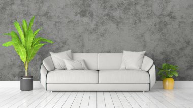 Modern parlak iç. 3D render