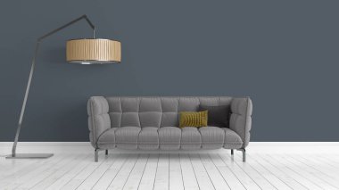 Modern parlak iç. 3D render